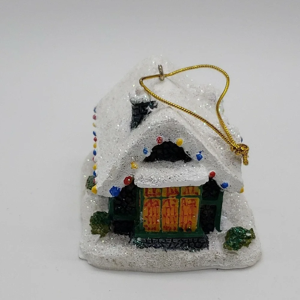 Vintage 1992 Thomas Kinkade Silent Night Snow Covered Cottage Christmas Ornament